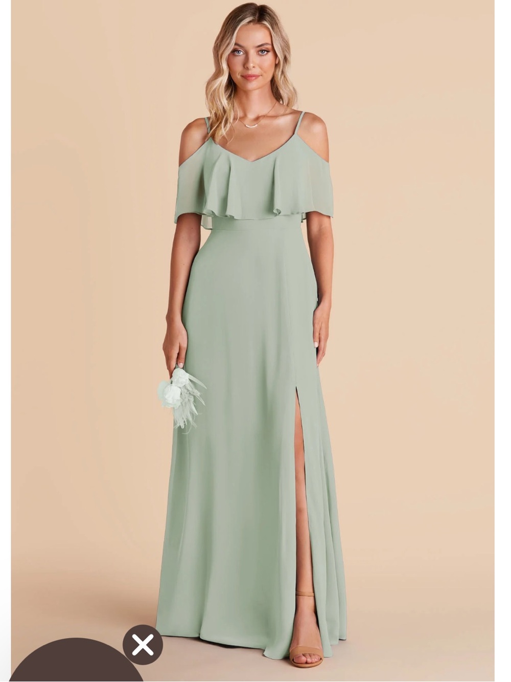 NWT Birdy Grey Sage Jane Ruffle Bridesmaid Gown in Medium
